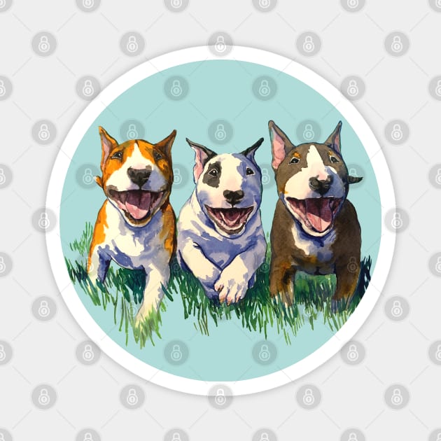 Three Amigos Bull Terrier Puppies Magnet by Noewi